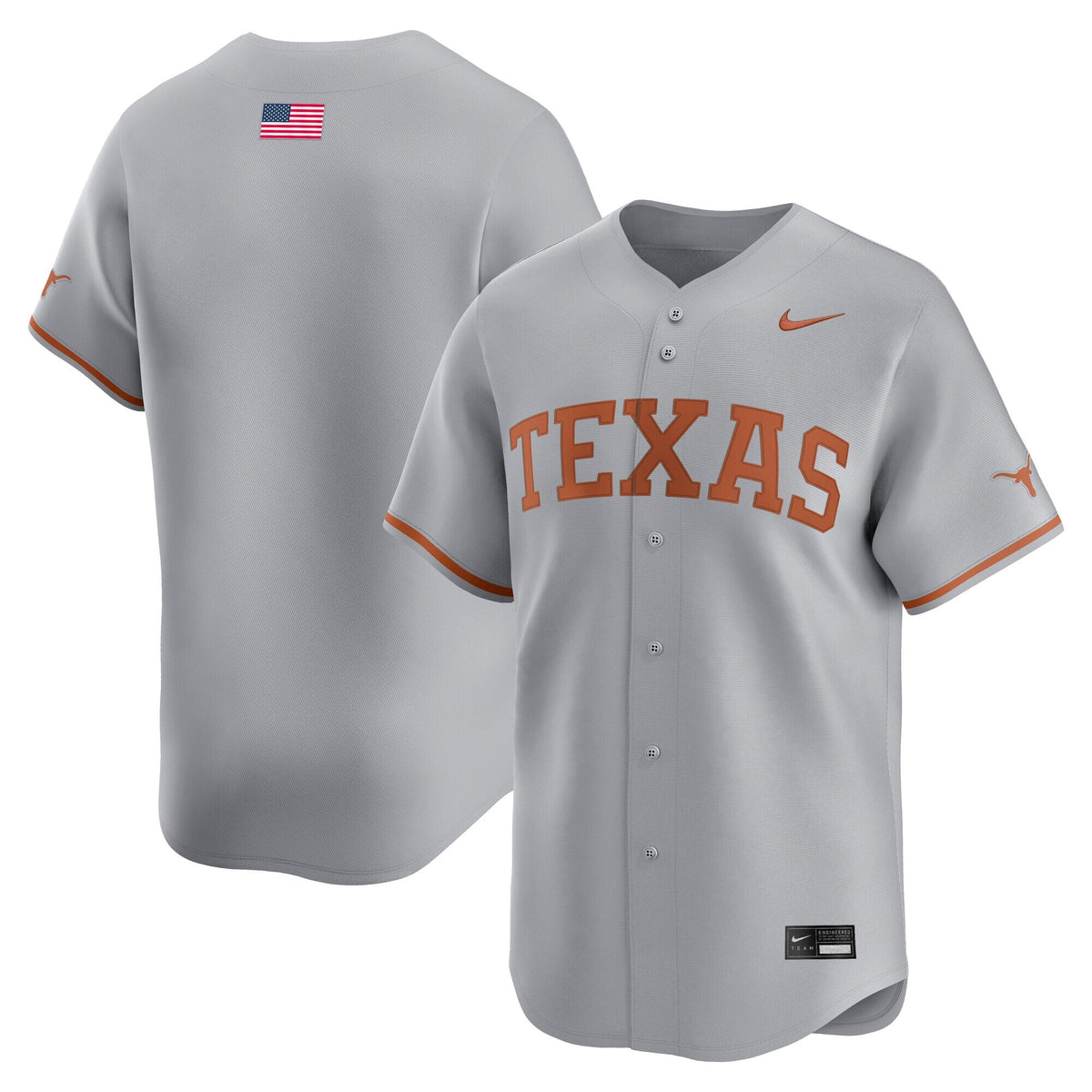 Gray Texas Longhorns Alternate Limited Baseball Jersey product image 1, provided for visual reference and product detail