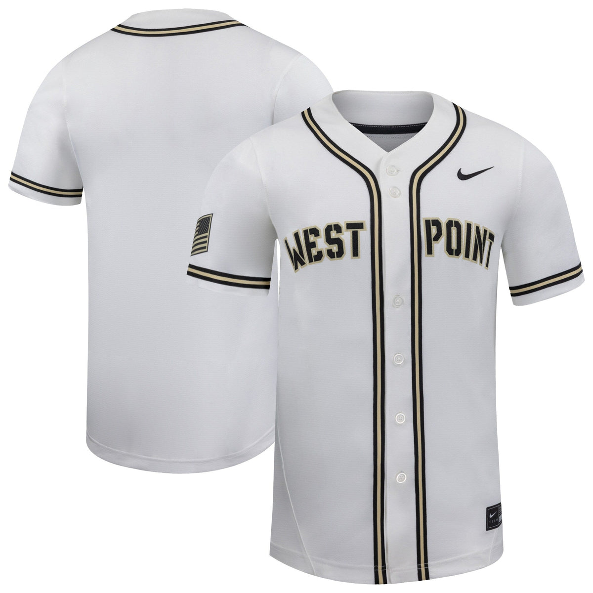 White Army Black Knights Replica Baseball Jersey product image 2, provided for visual reference and product detail review