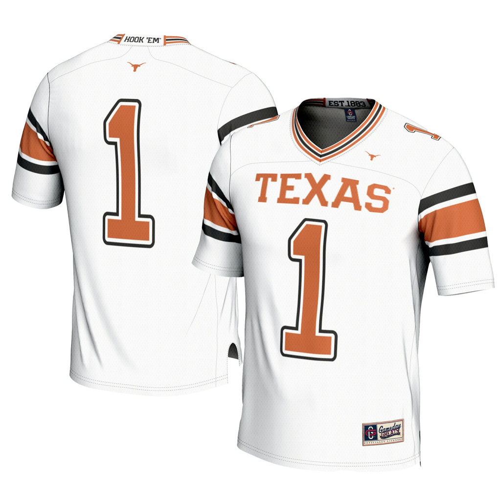 #1 Texas Longhorns Football Jersey - White product image 2, provided for visual reference and product detail review