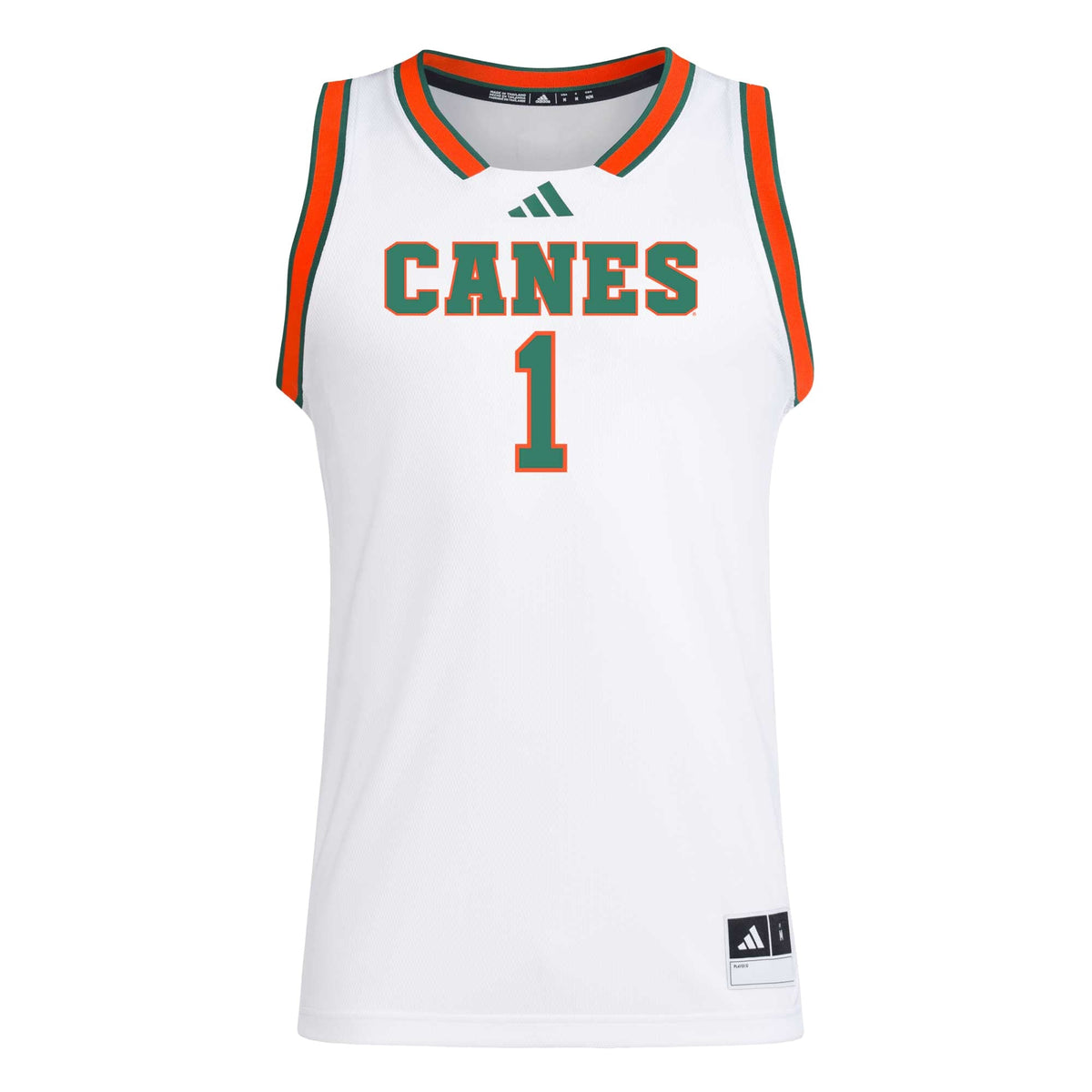 #1 White Miami Hurricanes Replica Swingman Jersey product image 3, provided for visual reference and product detail review
