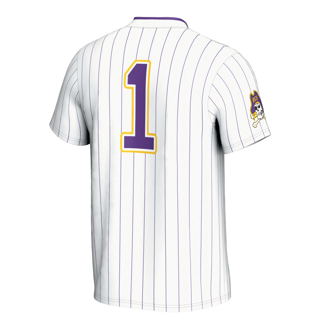 #1 ECU Pirates Lightweight Softball Jersey - White product image 4, provided for visual reference and product detail review