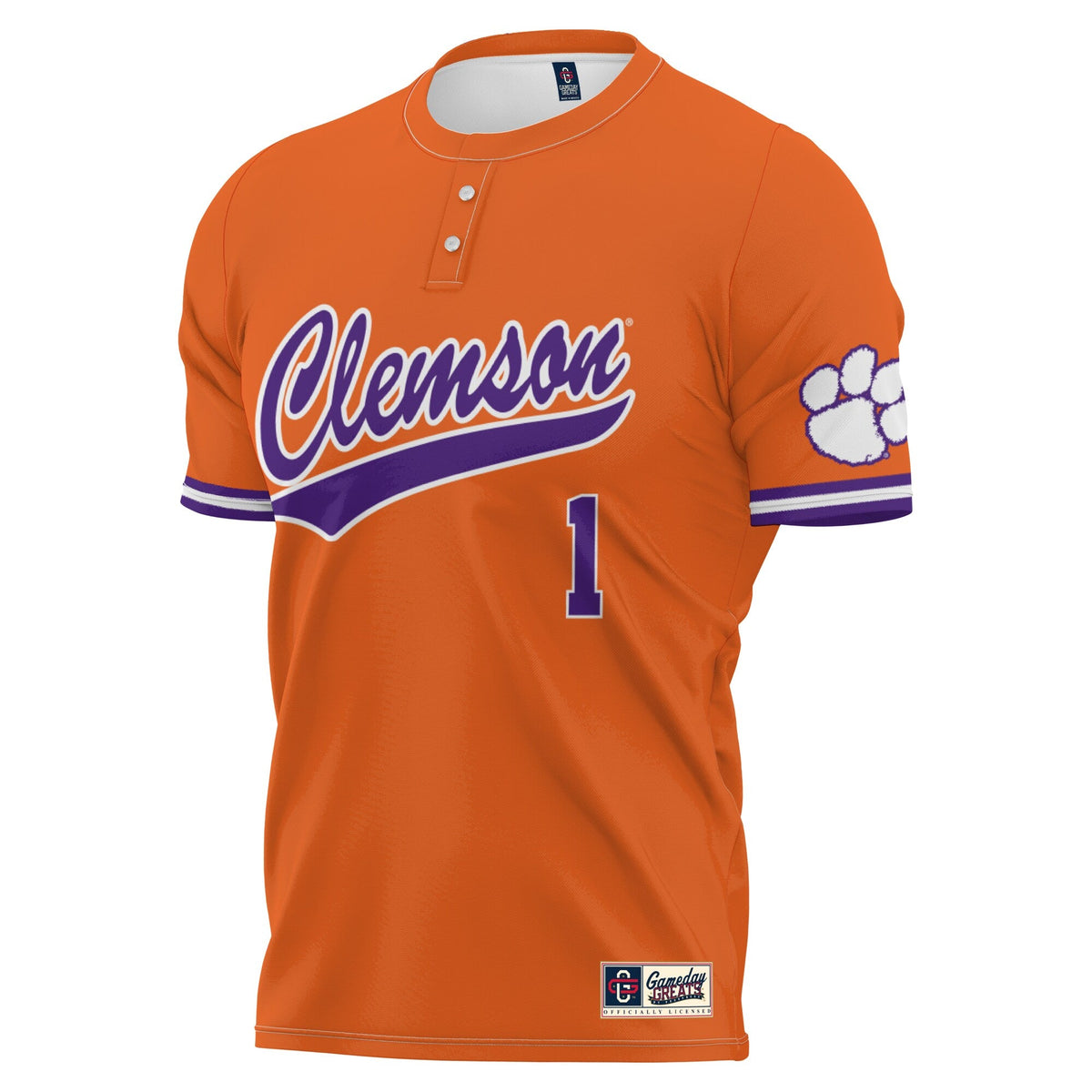 #1 Clemson Tigers Lightweight Softball Jersey - Orange product image 3, provided for visual reference and product detail