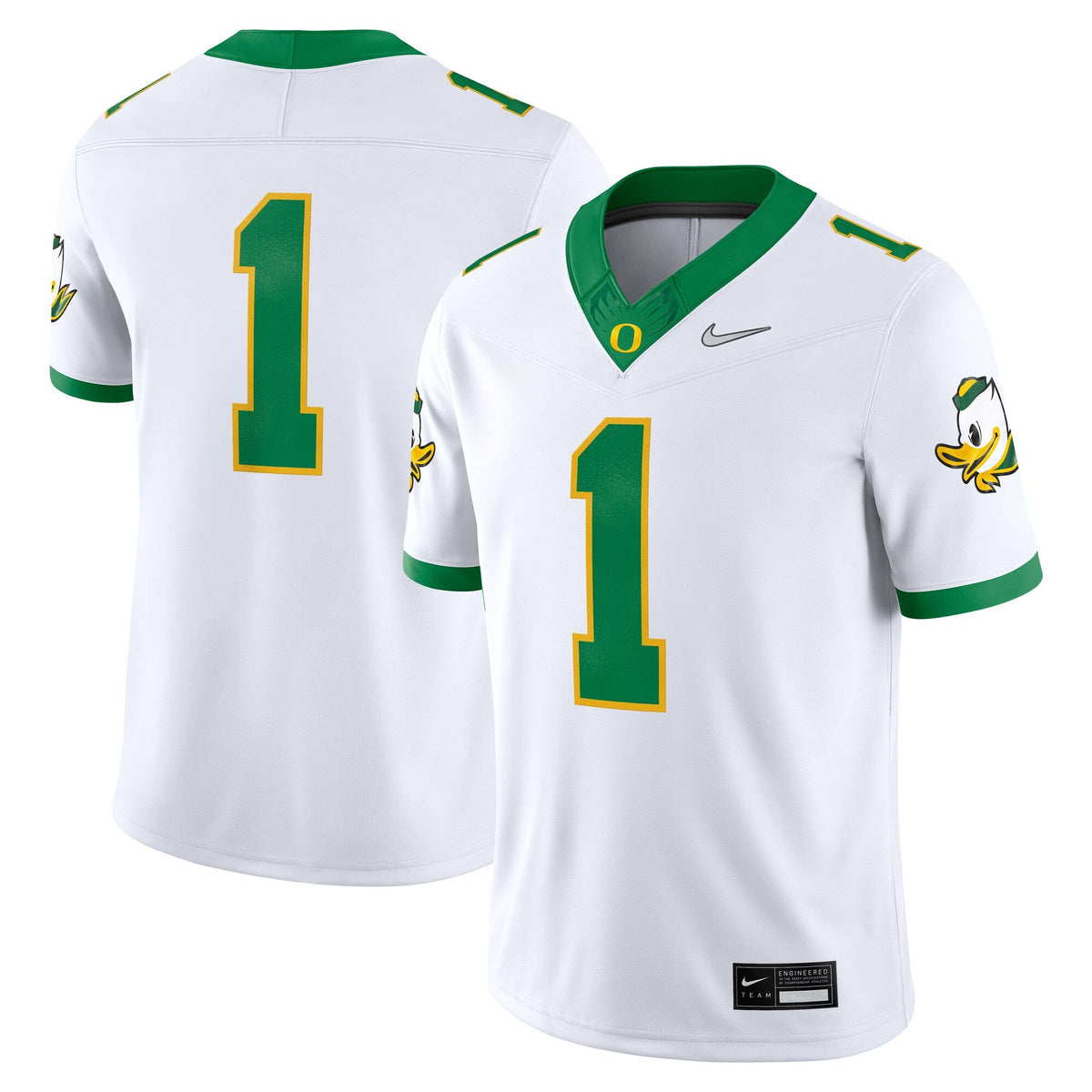 White Oregon Ducks Alternate Game Jersey product image 2, provided for visual reference and product detail review