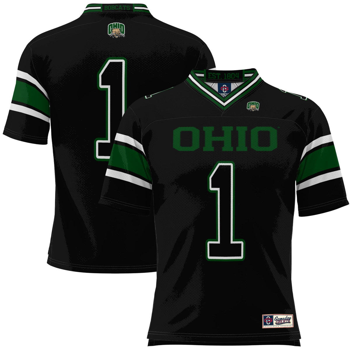 #1 Ohio Bobcats Football Jersey - Black product image 1, provided for visual reference and product detail review