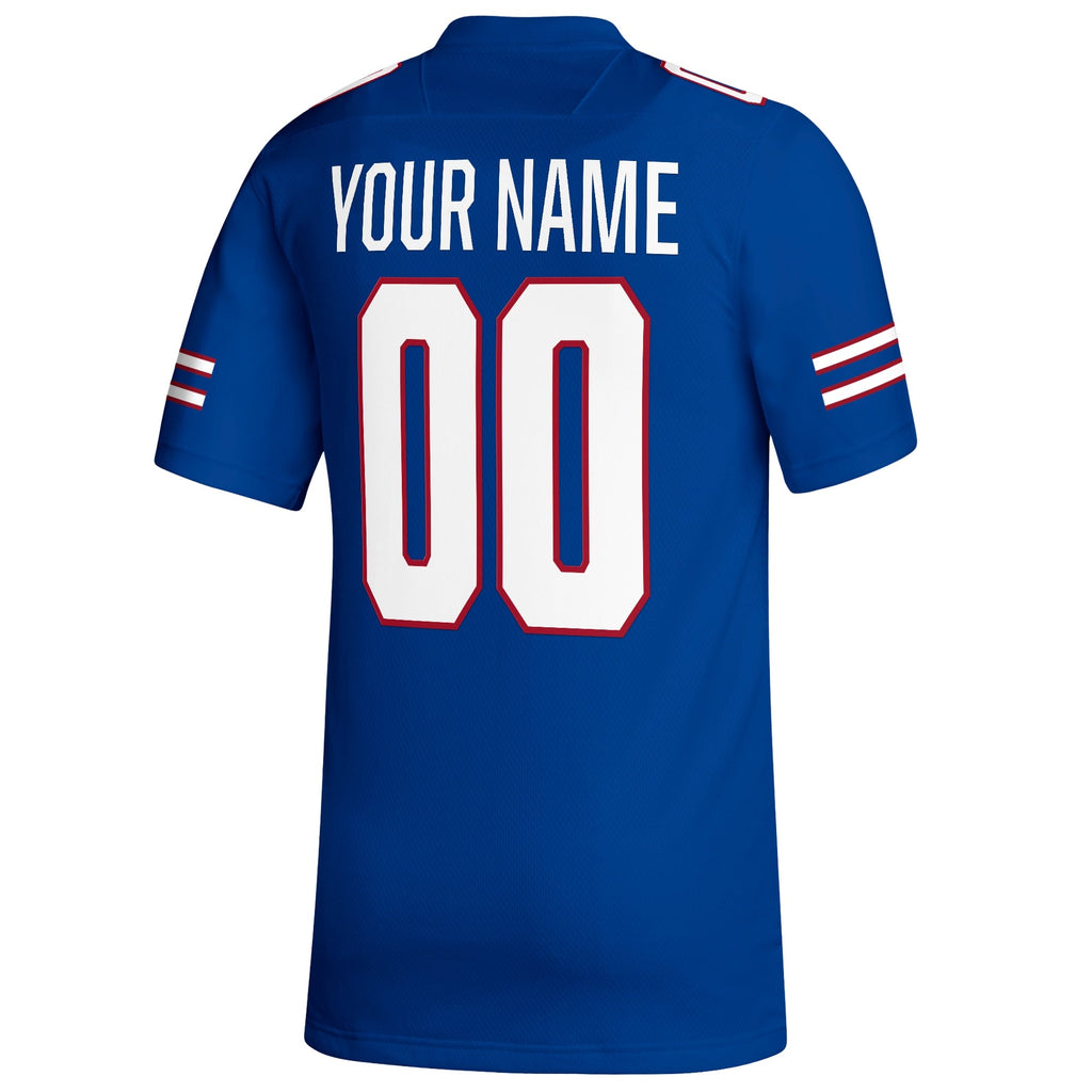 Kansas Jayhawks Replica Custom Football Jersey - Royal product image 4, provided for visual reference and product detail