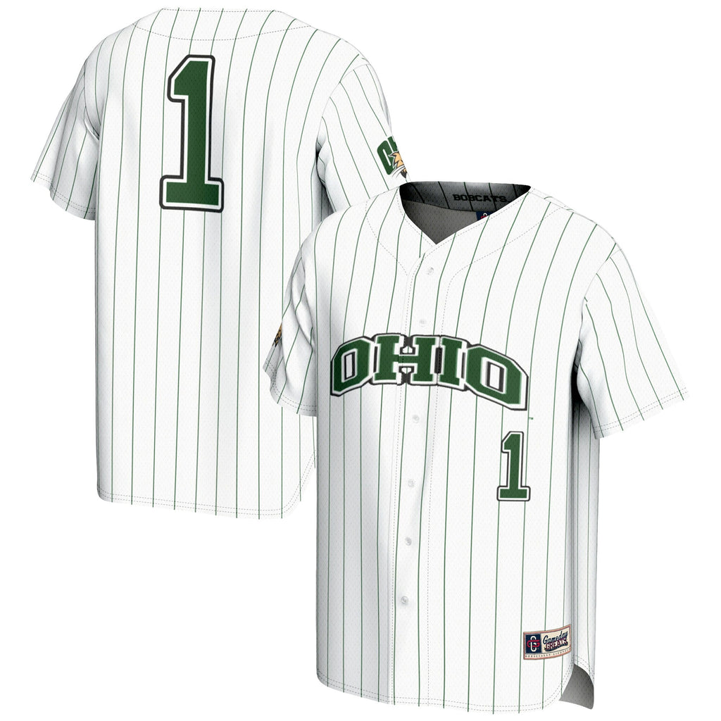 #1 Ohio Bobcats Lightweight Baseball Jersey - White product image 2, provided for visual reference and product detail review