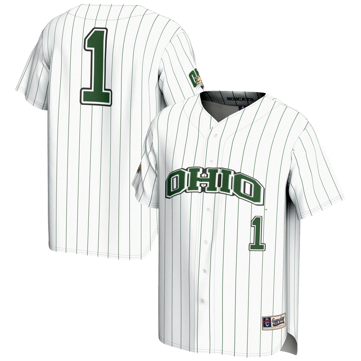 #1 Ohio Bobcats Lightweight Baseball Jersey - White product image 2, provided for visual reference and product detail review