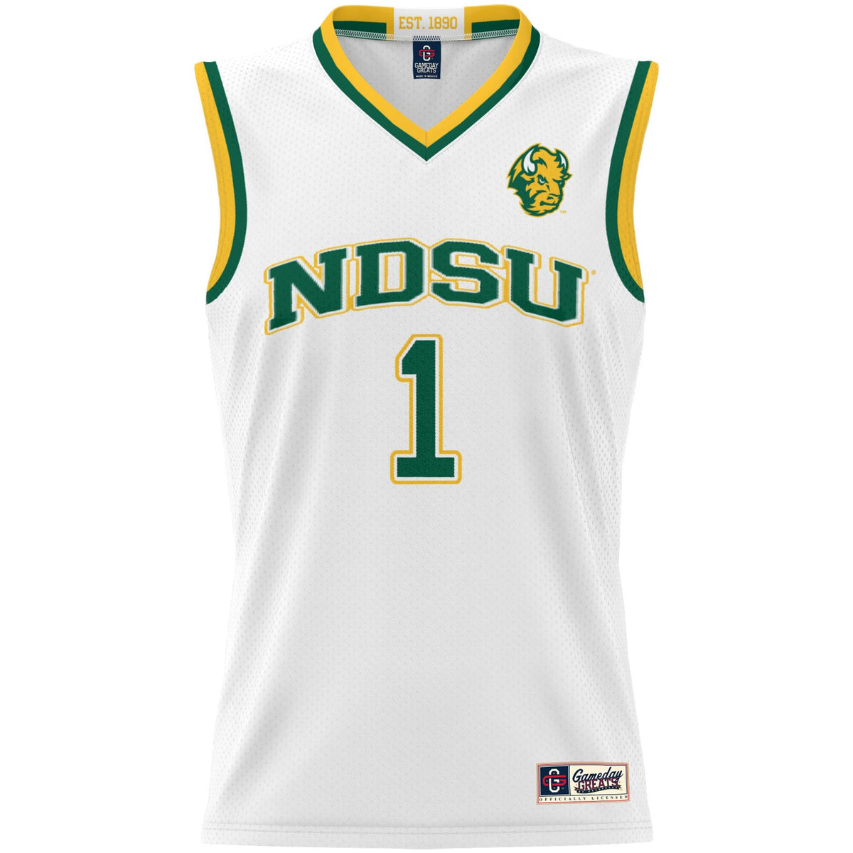 #1 NDSU Bison Lightweight Basketball Jersey - White product image 3, provided for visual reference and product detail review