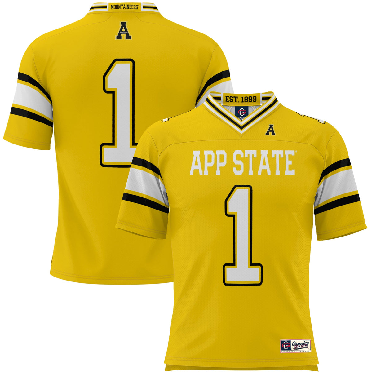 #1 Appalachian State Mountaineers Endzone Football Jersey - Gold product image 2, provided for visual reference and product