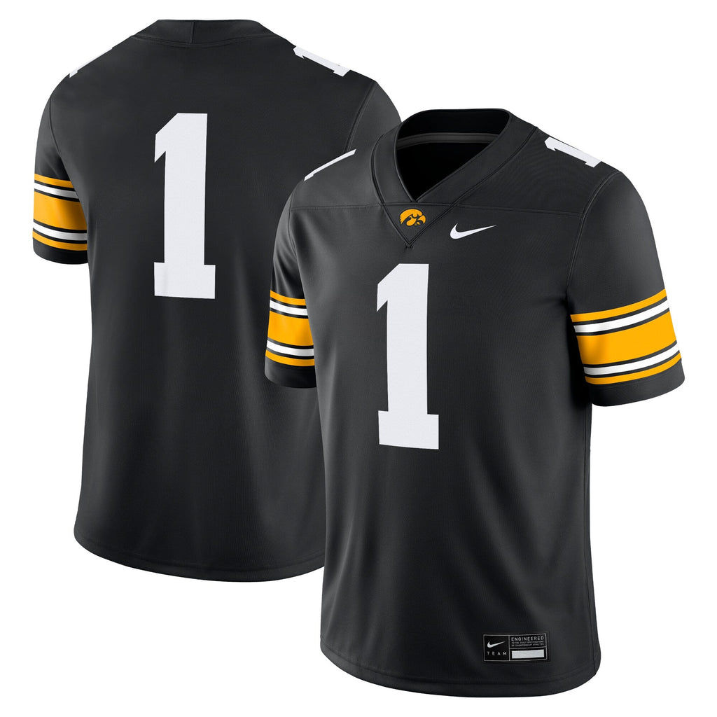 #1 Iowa Hawkeyes Game Jersey - Black product image 1, provided for visual reference and product detail review