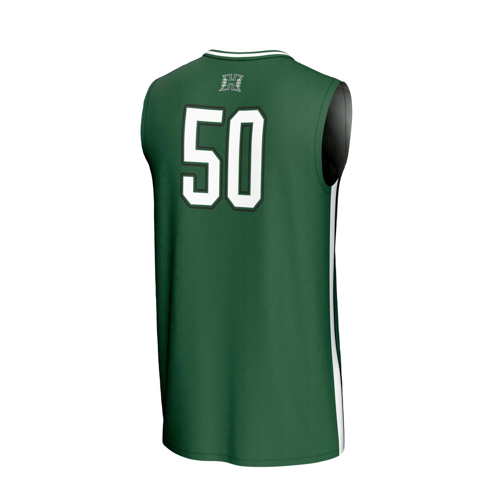 #50 Hawaii Rainbow Warriors Lightweight Collegiate Basketball Fashion Jersey - Green product image 4, provided for visual
