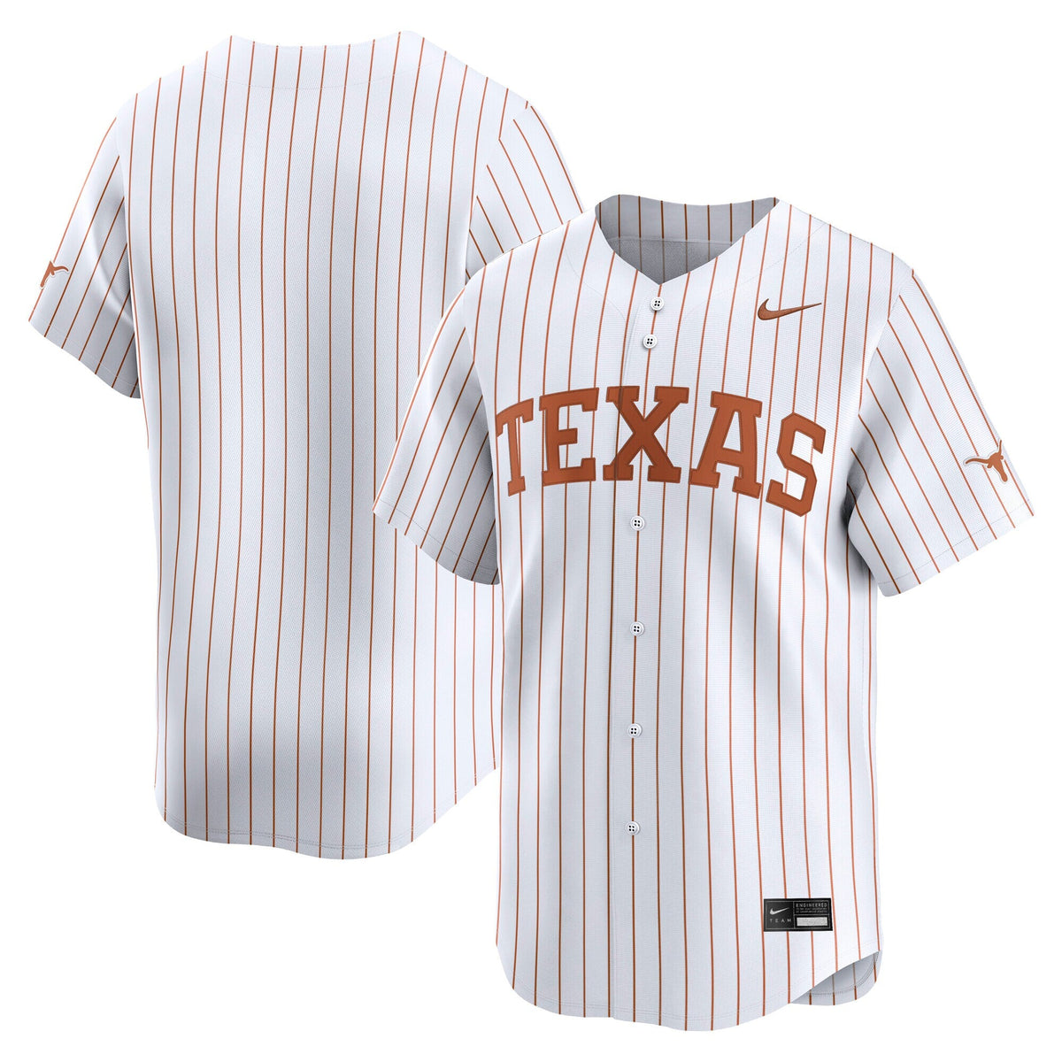 White Texas Longhorns Baseball Limited Jersey product image 2, provided for visual reference and product detail review