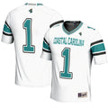 #1 Coastal Carolina Chanticleers Endzone Football Jersey - White product image 1, provided for visual reference and product