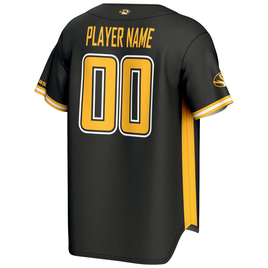 Missouri Tigers NIL Pick-A-Player Lightweight Baseball Jersey - Black product image 4, provided for visual reference and
