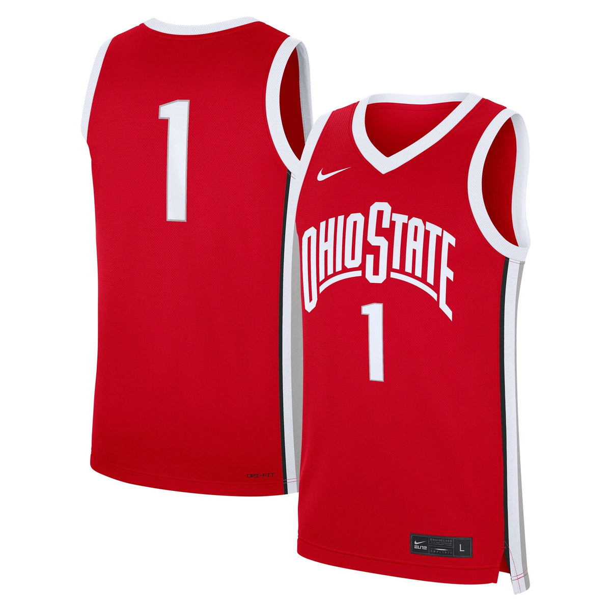#1 Scarlet Ohio State Buckeyes Road Replica Jersey product image 2, provided for visual reference and product detail review