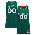 Miami Hurricanes Pick-A-Player NIL Basketball Jersey - Green product image 1, provided for visual reference and product