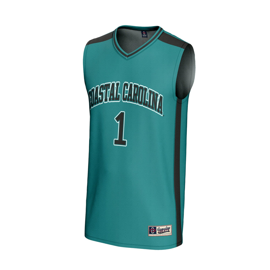 #1 Coastal Carolina Chanticleers Lightweight Basketball Fashion Jersey - Teal product image 3, provided for visual reference