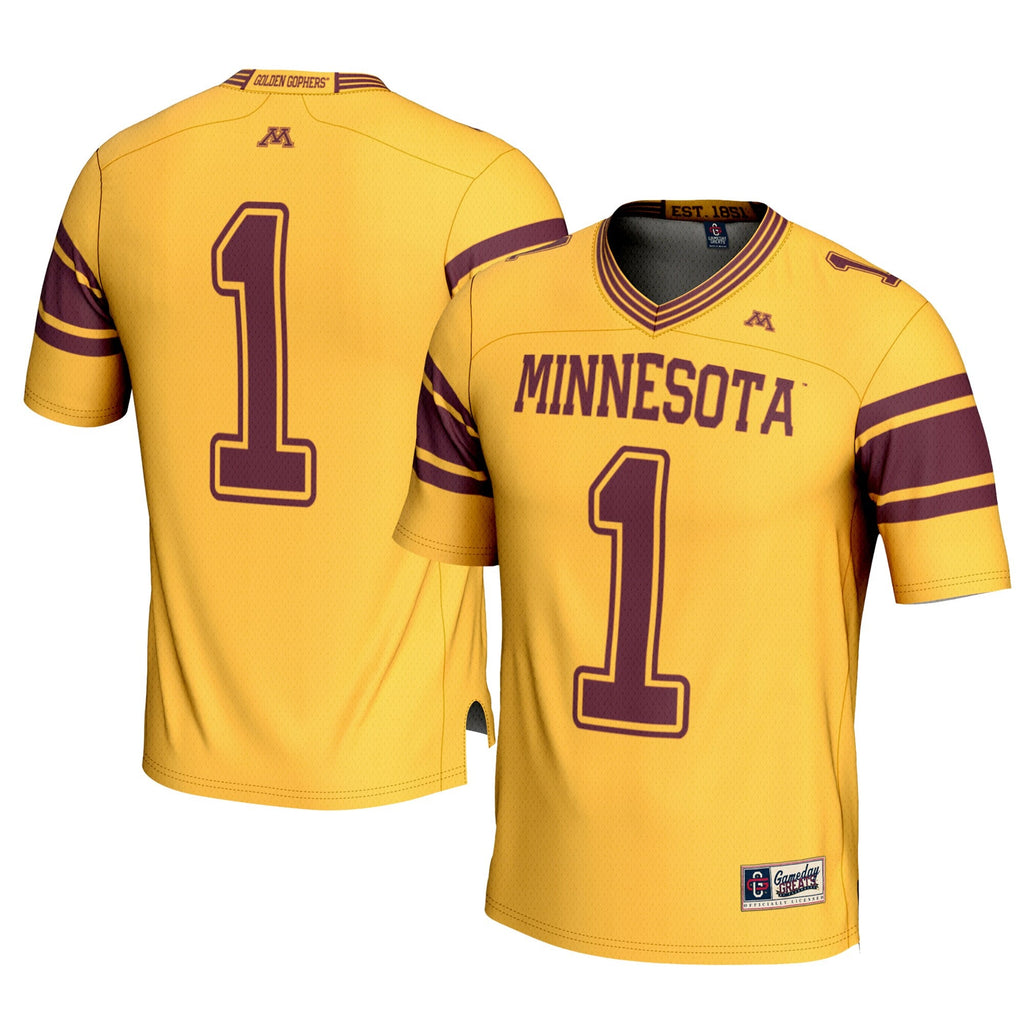 #1 Minnesota Golden Gophers Football Jersey – Gold product image 2, provided for visual reference and product detail review