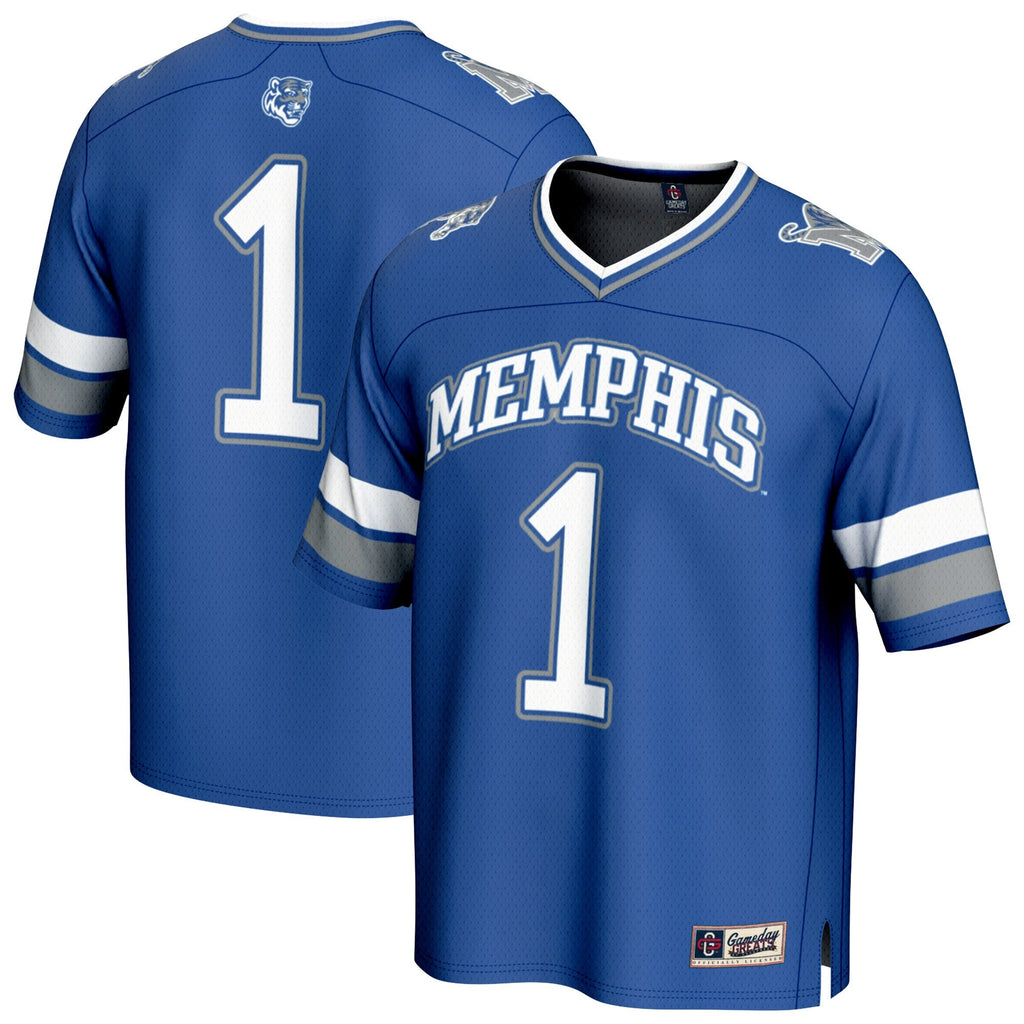 #1 Memphis Tigers Collegiate Football Fashion Jersey - Royal product image 1, provided for visual reference and product