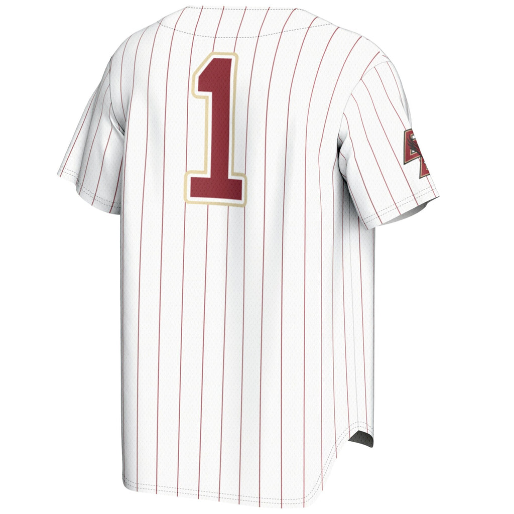 #1 Boston College Eagles Lightweight Baseball Fashion Jersey - White product image 4, provided for visual reference and