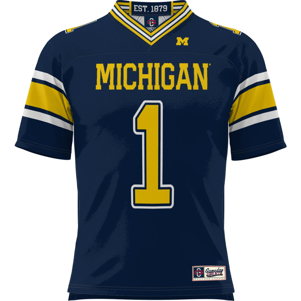 #1 Michigan Wolverines Football Jersey - Navy product image 3, provided for visual reference and product detail review