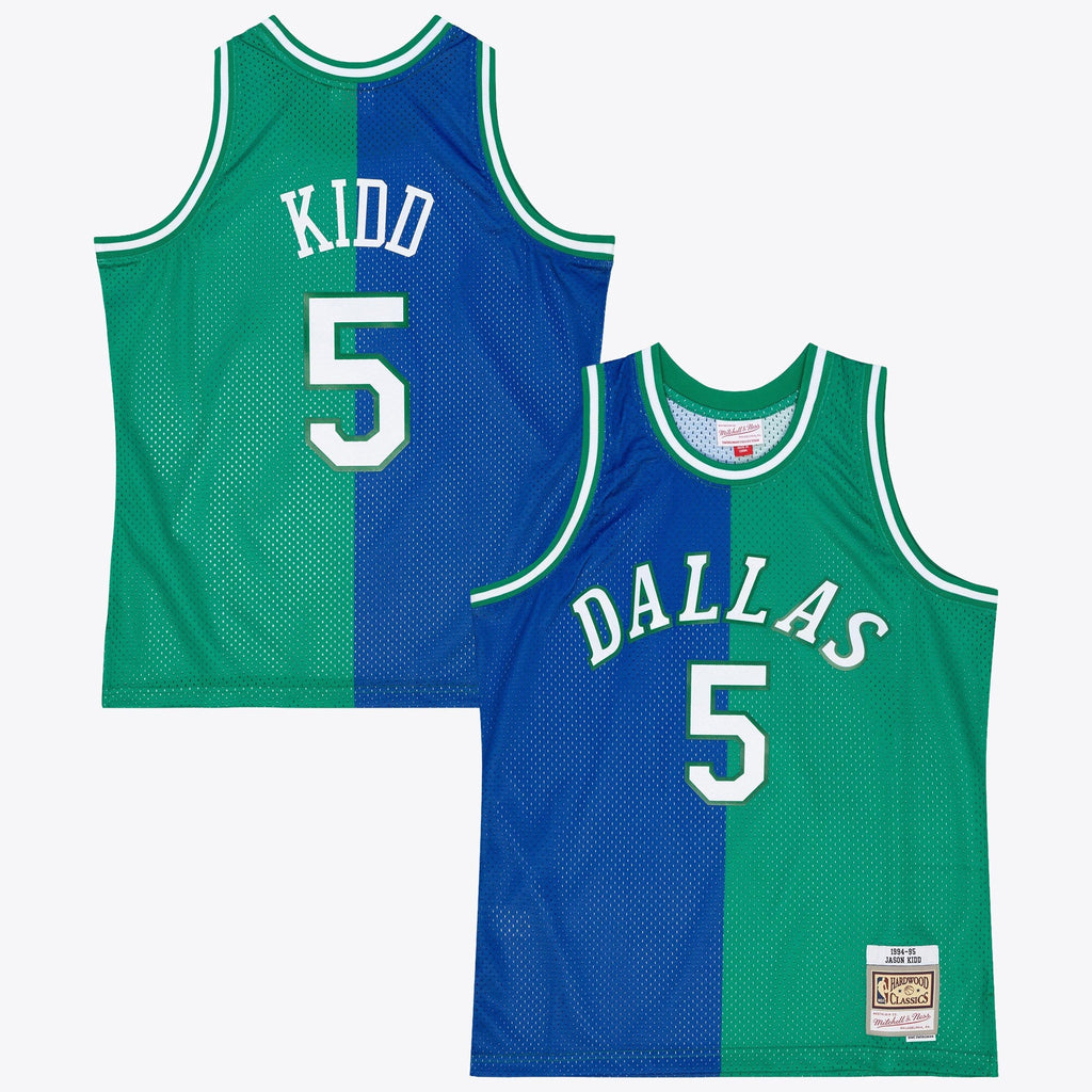 Dallas Mavericks Jason Kidd 1994 Split Swingman Jersey - Blue/Green product image 2, provided for visual reference and