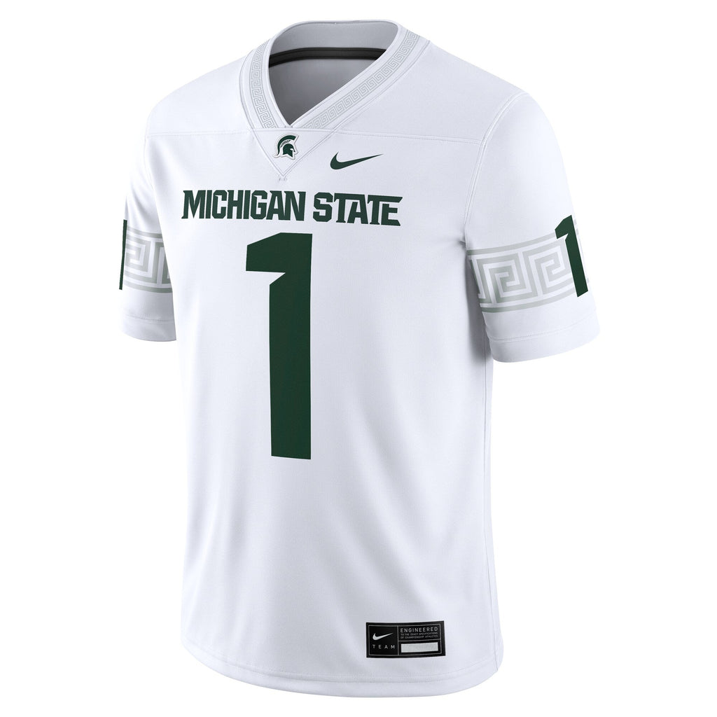 #1 White Michigan State Spartans Game Jersey product image 3, provided for visual reference and product detail review