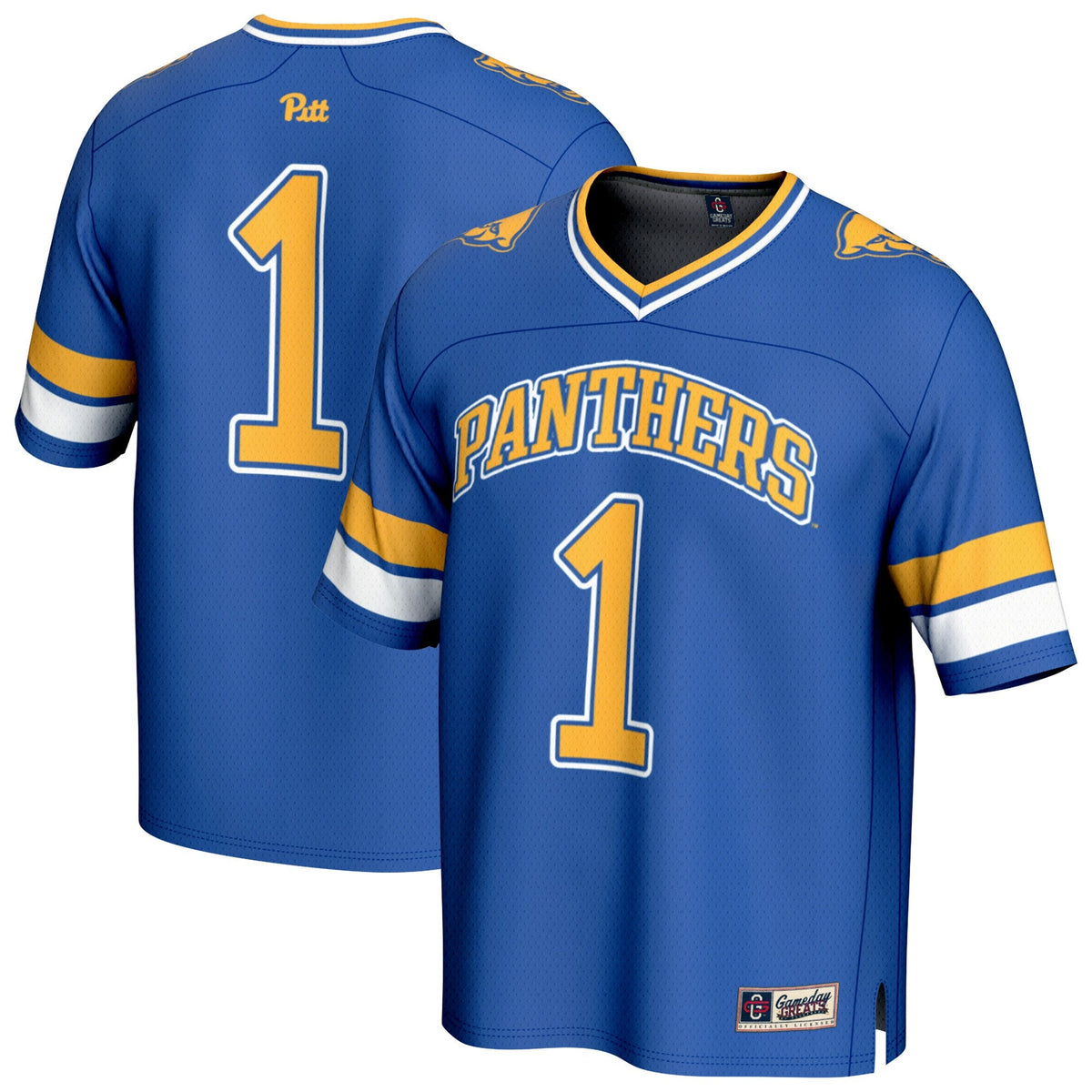#1 Pitt Panthers Lightweight Collegiate Football Fashion Jersey - Royal product image 1, provided for visual reference and