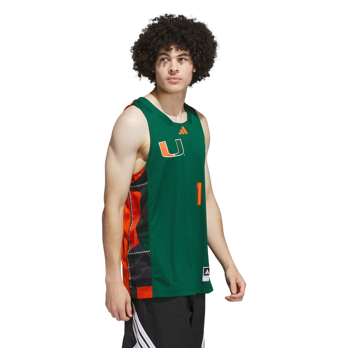 #1 Miami Hurricanes Black History Month Basketball Jersey - Green/Orange product image 6, provided for visual reference and