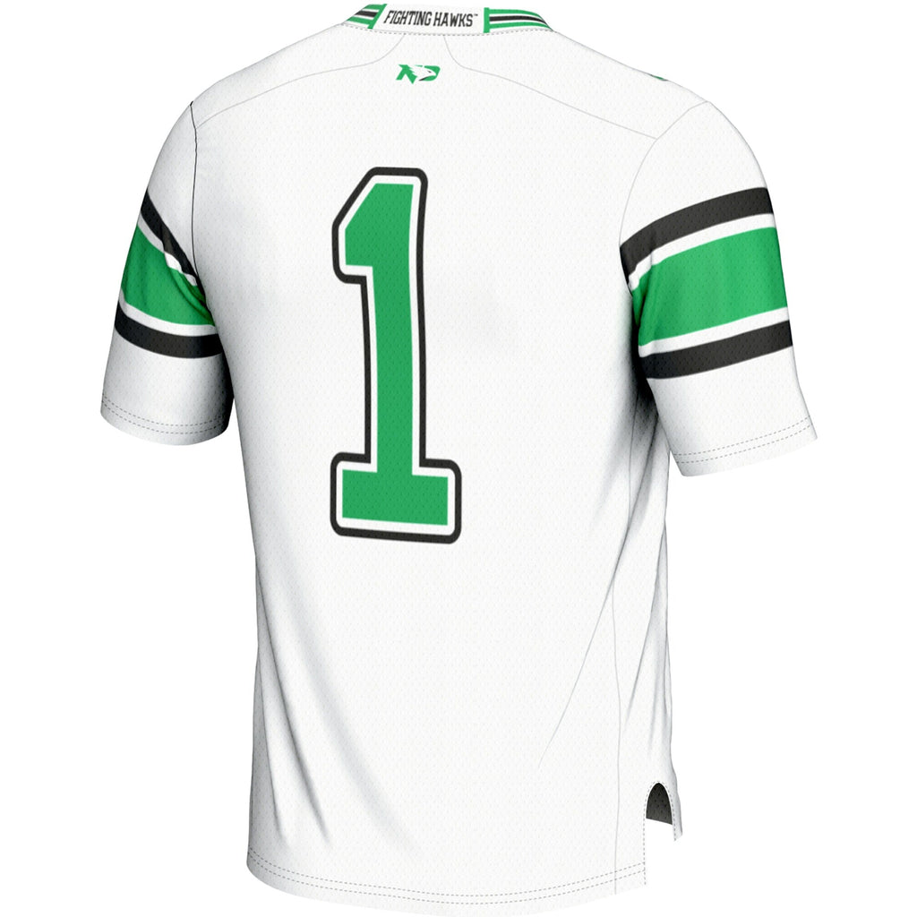 #1 North Dakota Endzone Football Jersey - White product image 4, provided for visual reference and product detail review