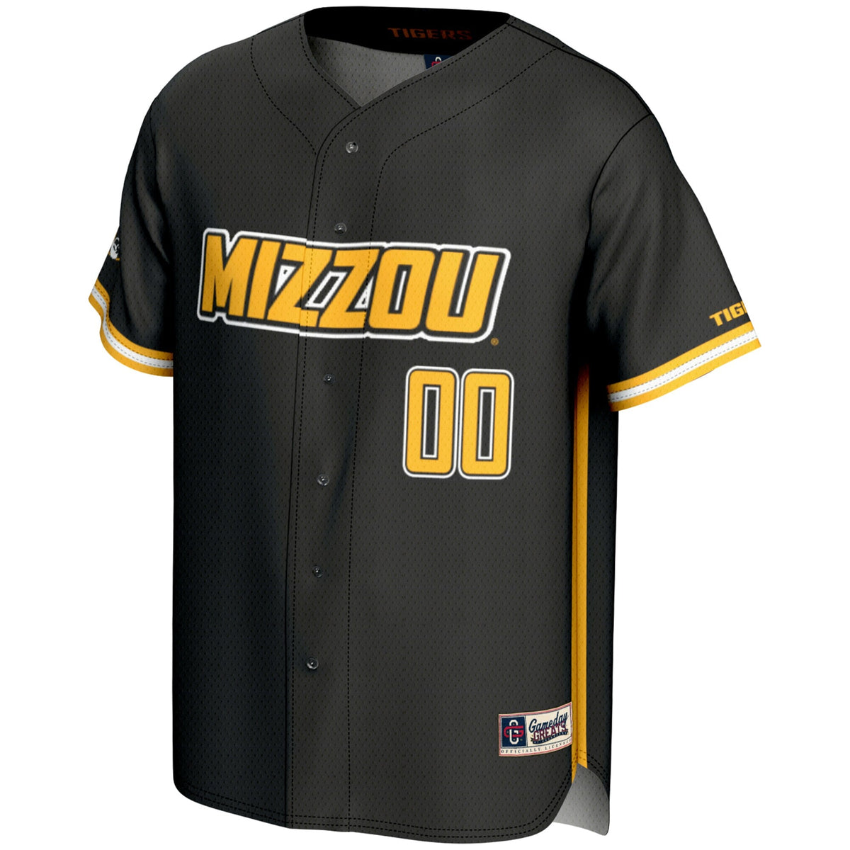 Missouri Tigers NIL Pick-A-Player Lightweight Baseball Jersey - Black product image 3, provided for visual reference and