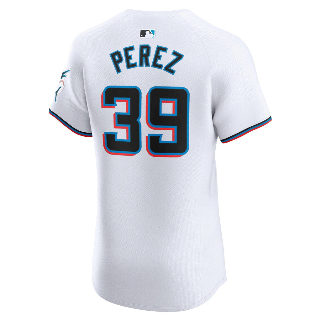 Miami Marlins Eury Perez White Home Elite Player Jersey product image 4, provided for visual reference and product detail