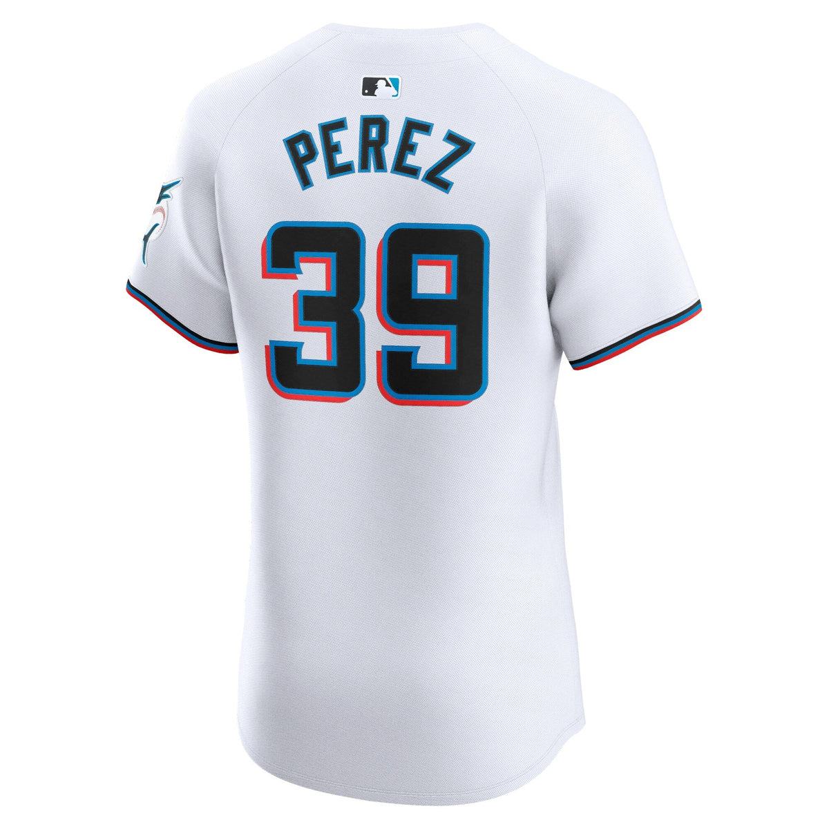 Miami Marlins Eury Perez White Home Elite Player Jersey product image 4, provided for visual reference and product detail