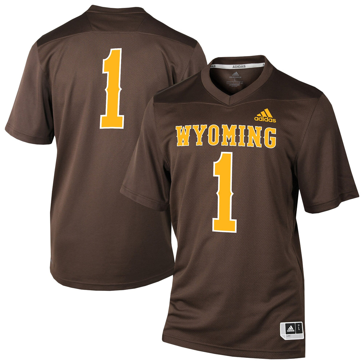 #1 Brown Wyoming Cowboys Replica Football Jersey product image 2, provided for visual reference and product detail review
