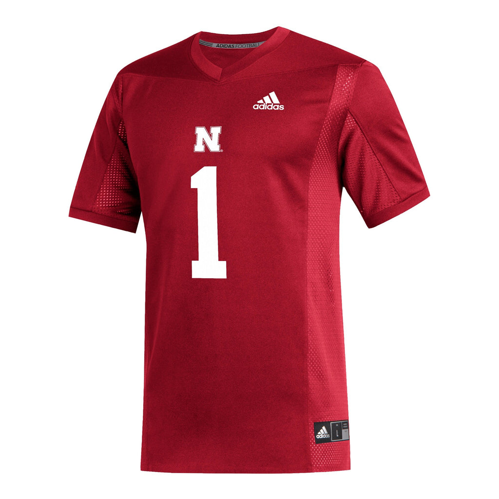 #1 Scarlet Nebraska Huskers Replica Football Jersey product image 3, provided for visual reference and product detail review