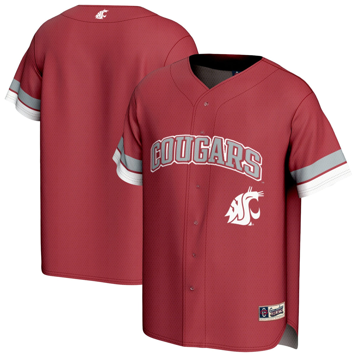 Washington State Cougars Spirit Baseball Jersey - Crimson product image 2, provided for visual reference and product detail