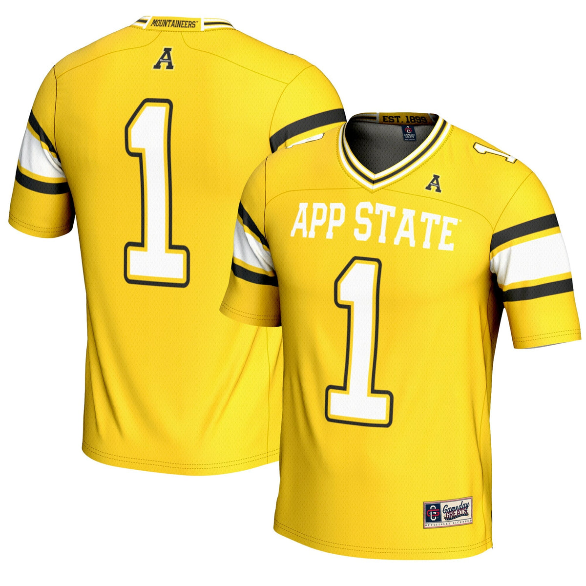 #1 Appalachian State Mountaineers Endzone Football Jersey - Gold product image 1, provided for visual reference and product