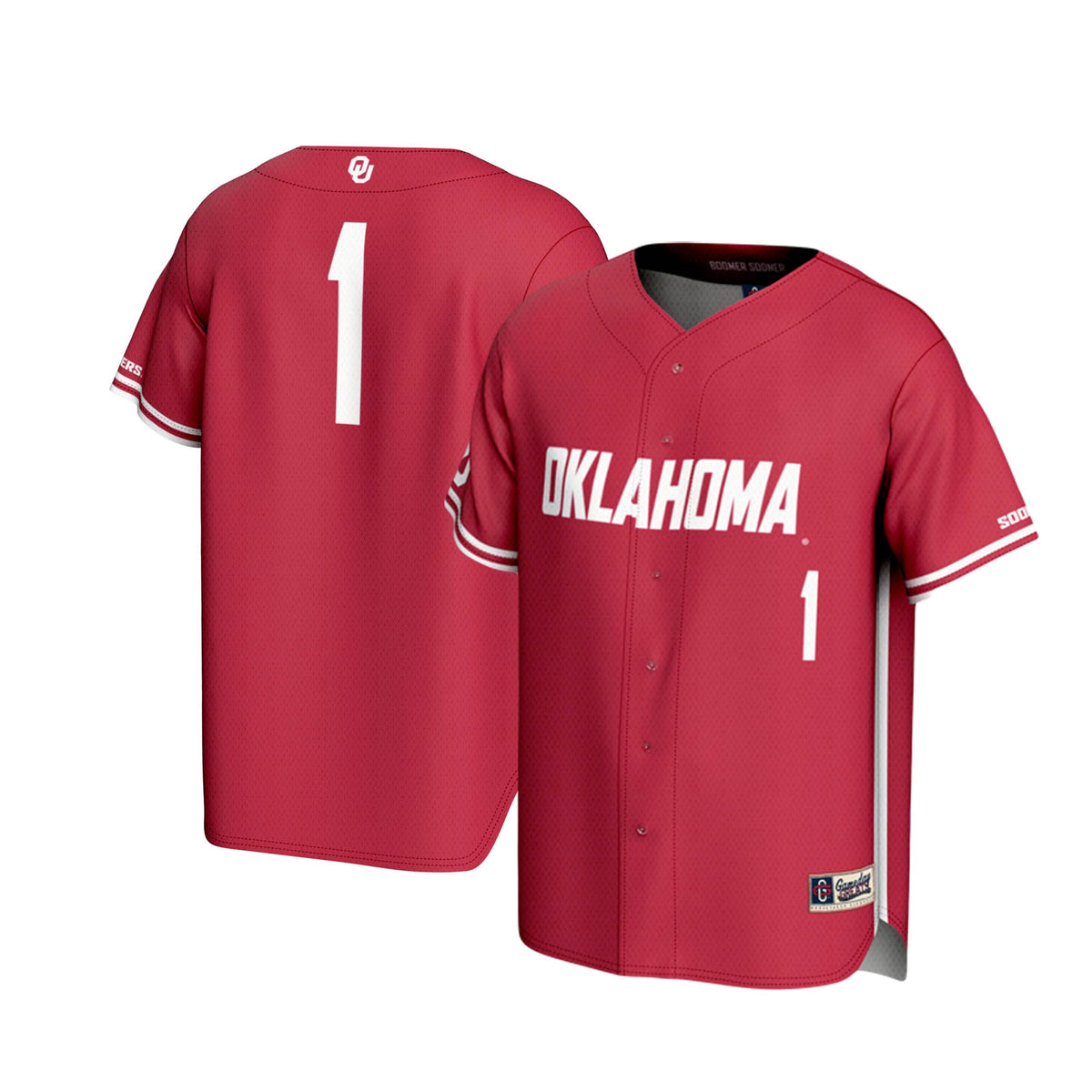 #1 Oklahoma Sooners Lightweight Baseball Jersey - Crimson product image 2, provided for visual reference and product detail