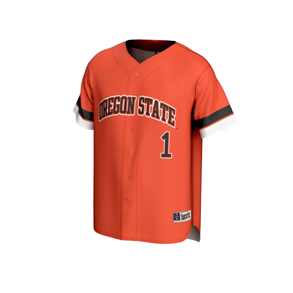 #1 Oregon State Beavers Collegiate Baseball Fashion Jersey - Orange product image 3, provided for visual reference and