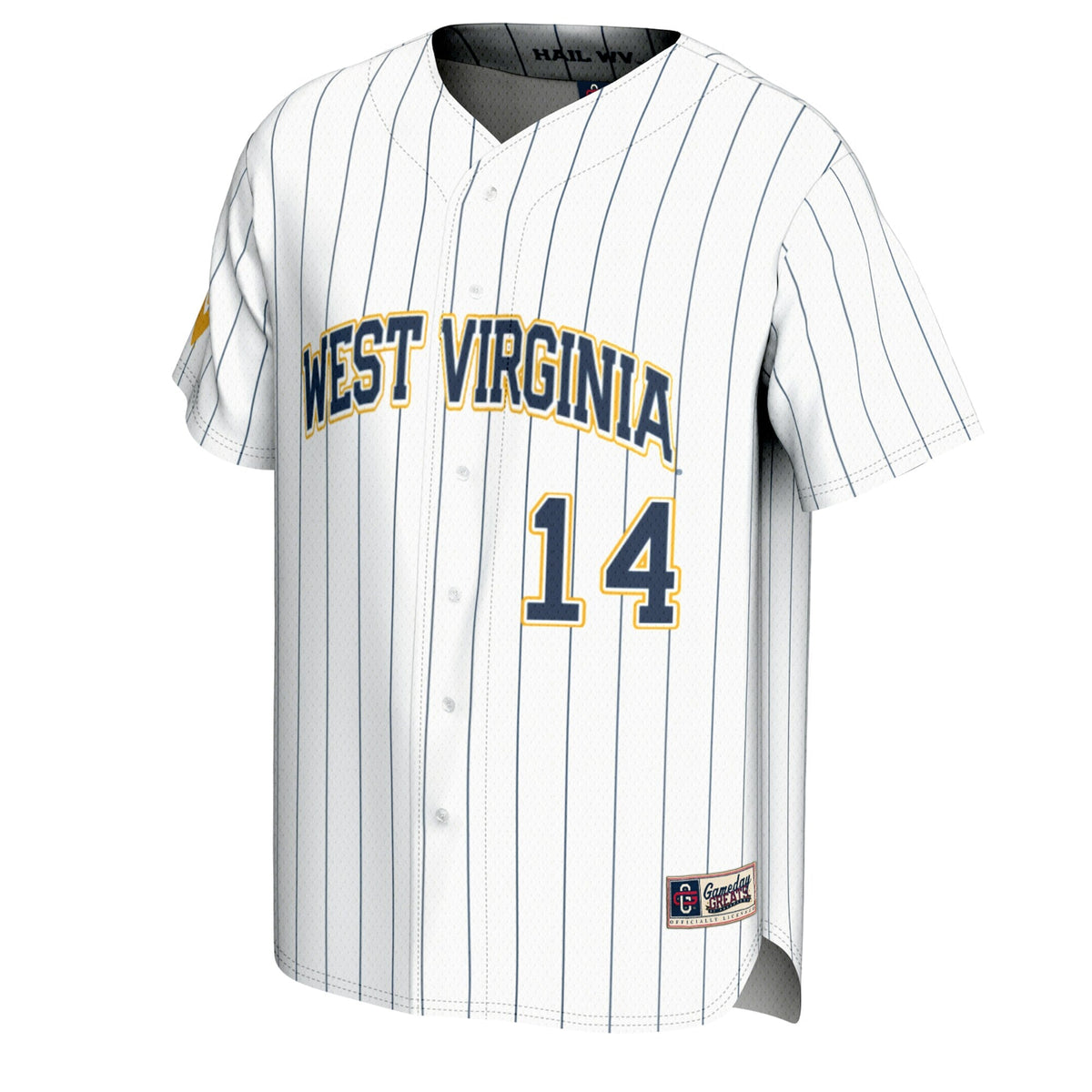 #14 West Virginia Mountaineers Lightweight Baseball Fashion Jersey - White product image 3, provided for visual reference