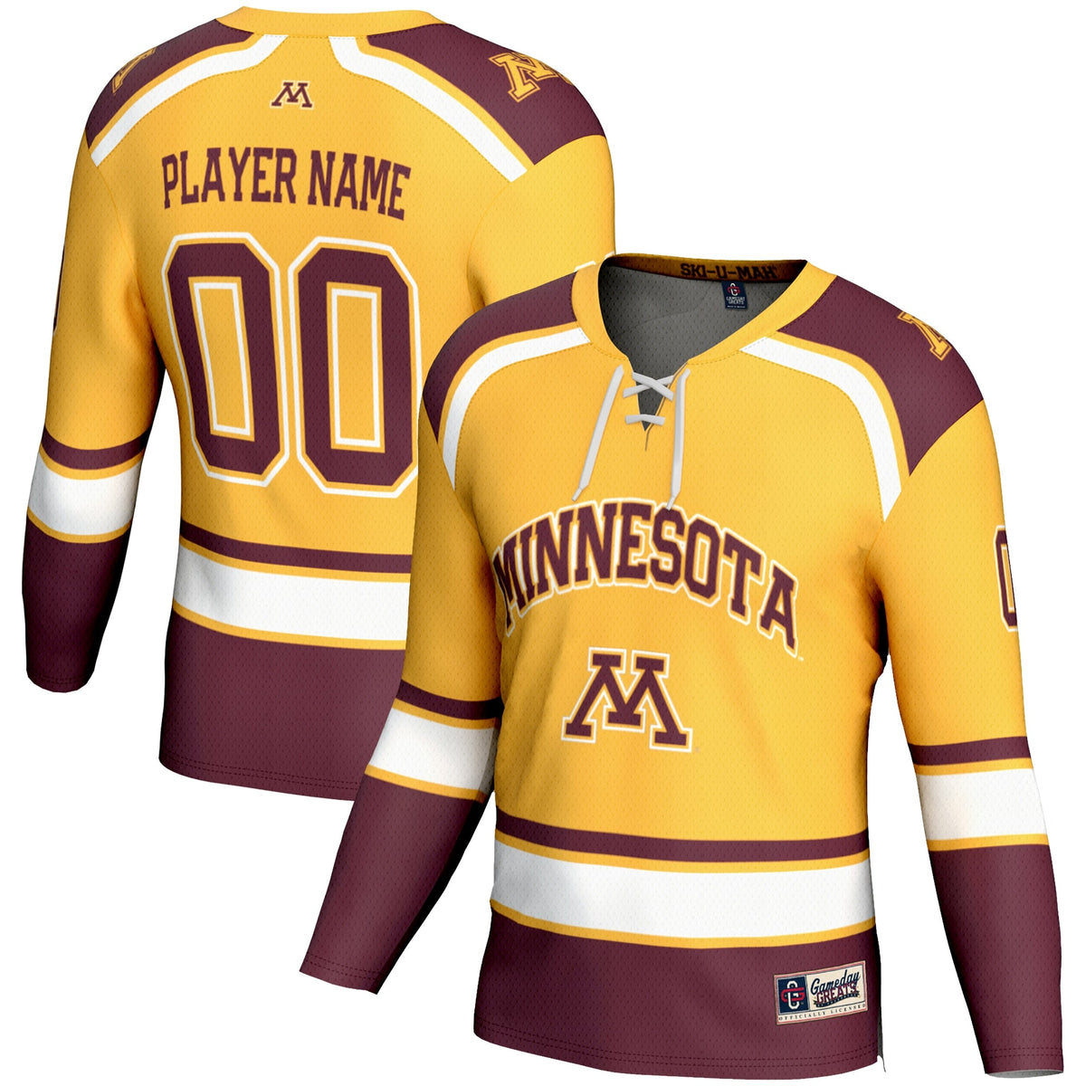 Minnesota Golden Gophers NIL Pick-A-Player Hockey Jersey - Gold product image 1, provided for visual reference and product