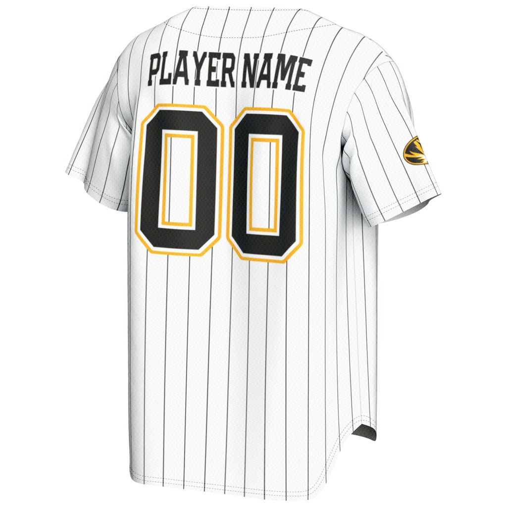 Missouri Tigers NIL Pick-A-Player Lightweight Baseball Jersey - White product image 4, provided for visual reference and