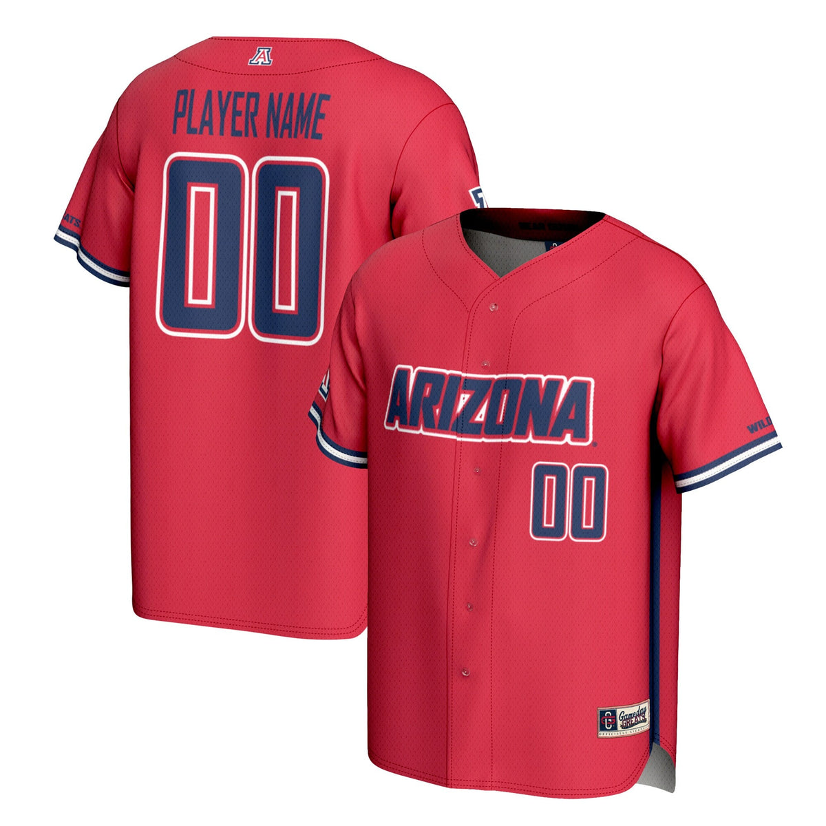Arizona Wildcats NIL Pick-A-Player Lightweight Baseball Jersey - Red product image 1, provided for visual reference and