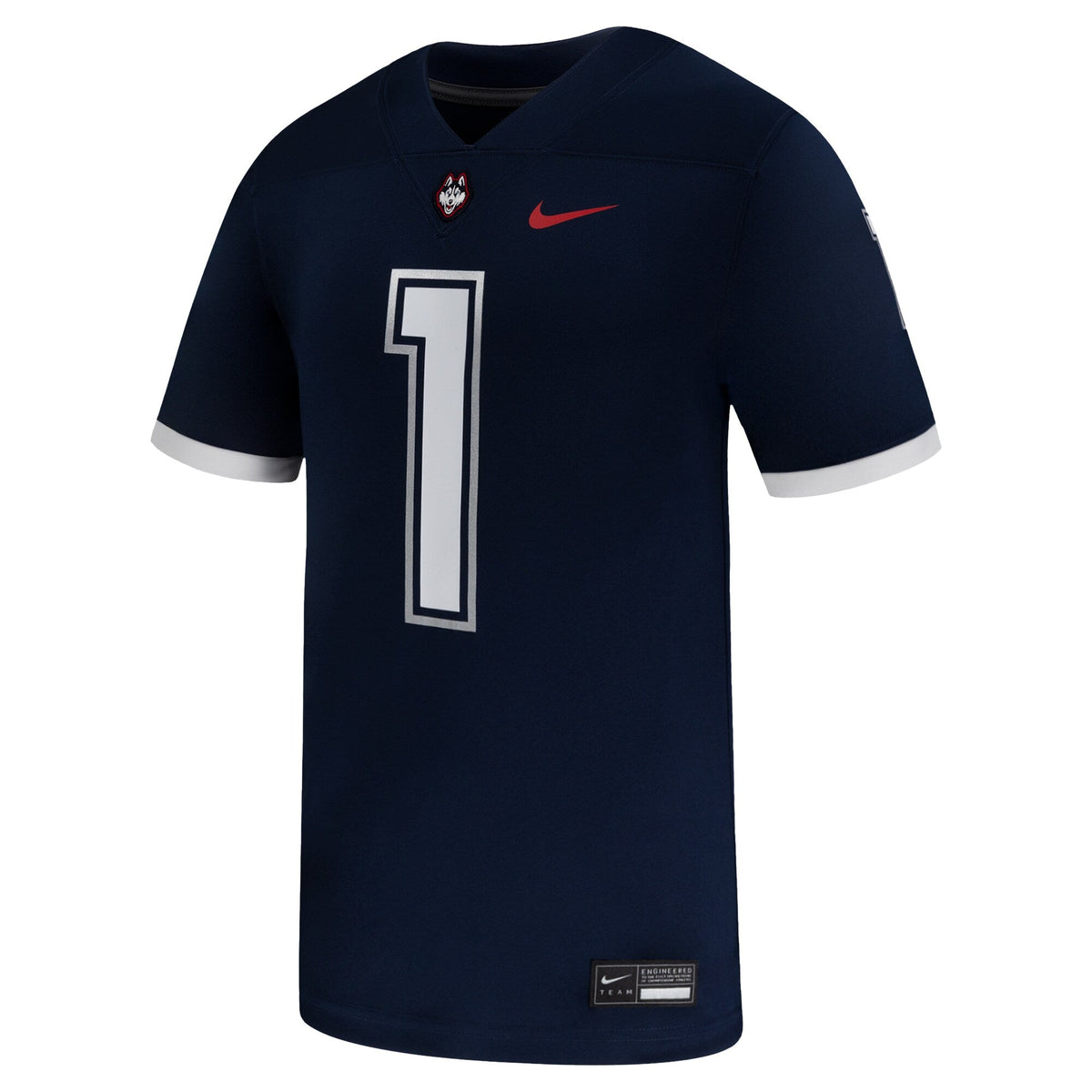 #1 Navy UConn Huskies Game Football Jersey product image 3, provided for visual reference and product detail review