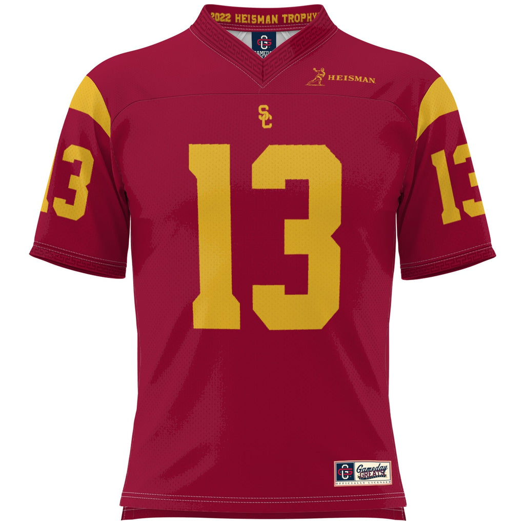 Caleb Williams USC Trojans Lightweight Heisman Memorial Jersey - Cardinal product image 3, provided for visual reference and