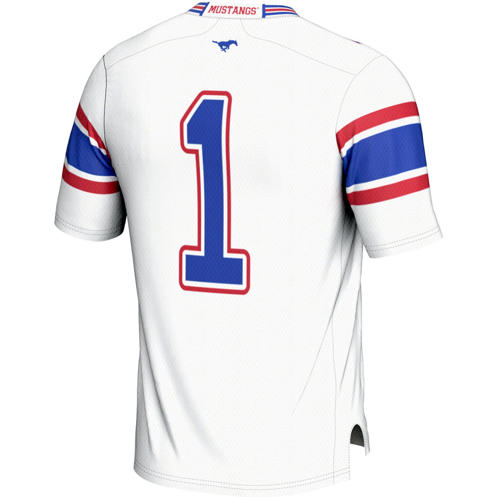 #1 SMU Mustangs Endzone Football Jersey - White product image 4, provided for visual reference and product detail review