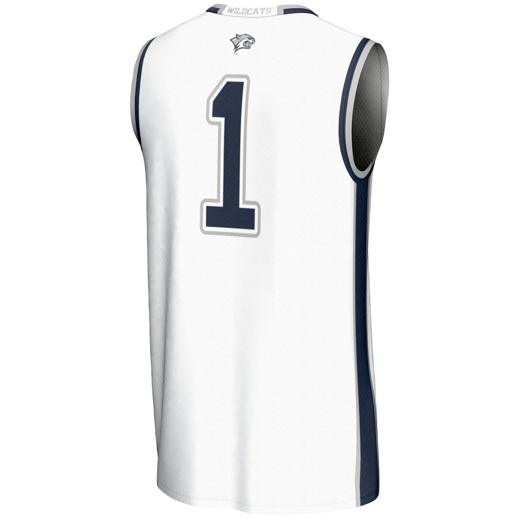 #1 New Hampshire Wildcats Lightweight Basketball Jersey - White product image 4, provided for visual reference and product