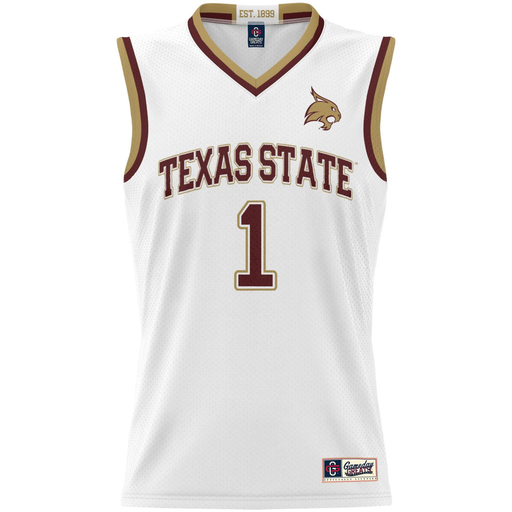 #1 Texas State Bobcats Lightweight Basketball Jersey - White product image 3, provided for visual reference and product