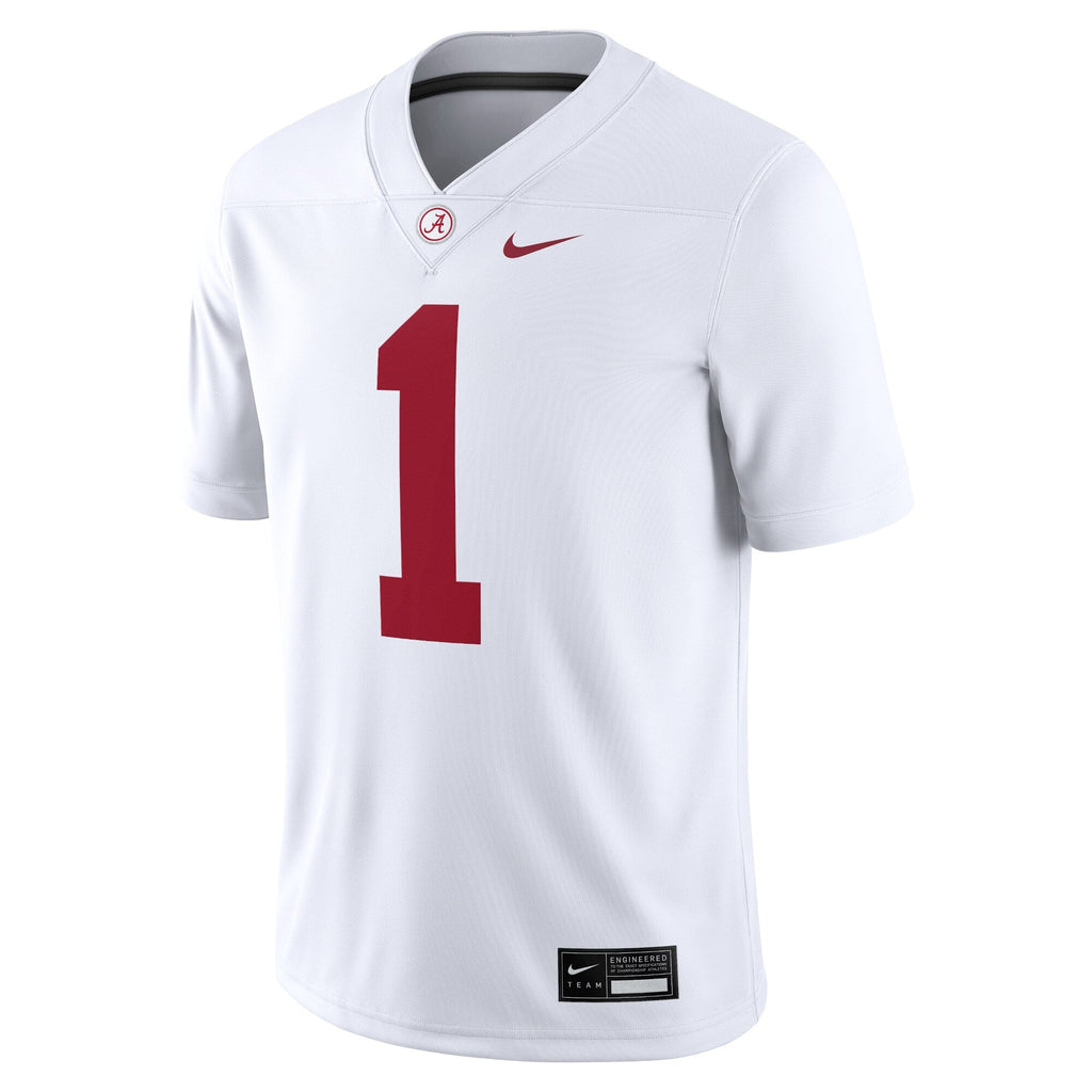 #1 White Alabama Crimson Tide Game Jersey product image 3, provided for visual reference and product detail review