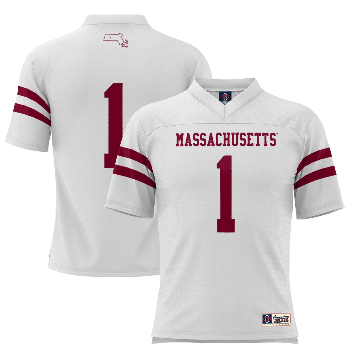 #1 UMass Minutemen Football Jersey - White product image 2, provided for visual reference and product detail review